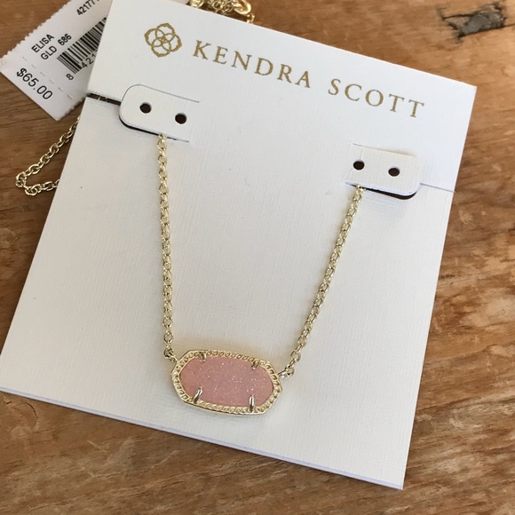 Collana Kendra Scott Elisa Con Ciondolo Drusy Oro Rosa – Nuova Con Etichetta - Foto 2
